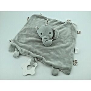 Birbaby Elephant Teething Ring Security Blanket Lovey Plush Gray Baby Toy